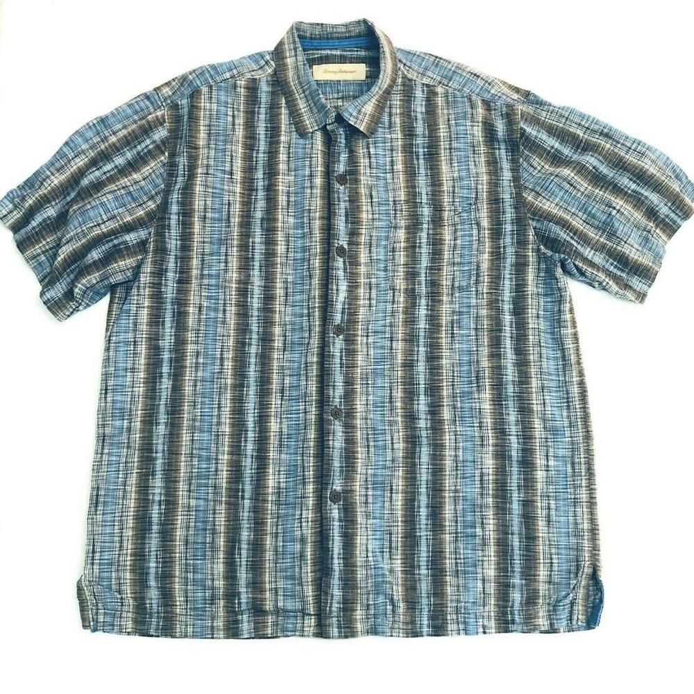 Tommy Bahama Men's Short Sleeve Striped Silk Large